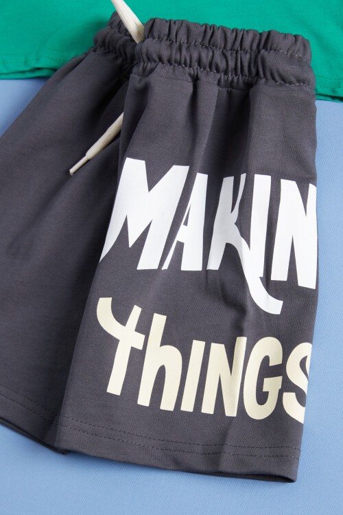 Sırt Baskı Detaylı Karakterli Erkek Çocuk Şortlu Takım 15476