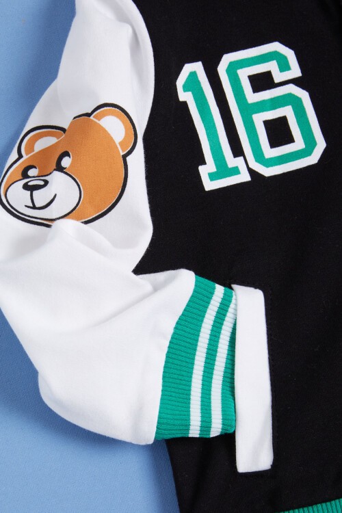 Siyah Ayıcık Baskılı Kolej Ceketli Erkek Bebek Takım 16184