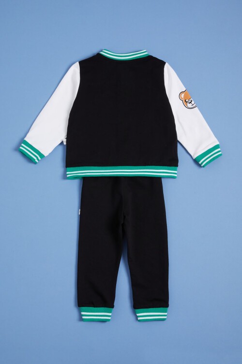 Siyah Ayıcık Baskılı Kolej Ceketli Erkek Bebek Takım 16184