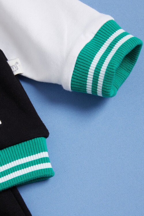 Siyah Ayıcık Baskılı Kolej Ceketli Erkek Bebek Takım 16184