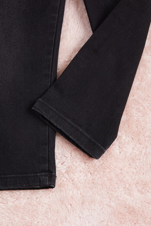 Siyah Ayıcık Detaylı Kız Salopet Tulum 15685