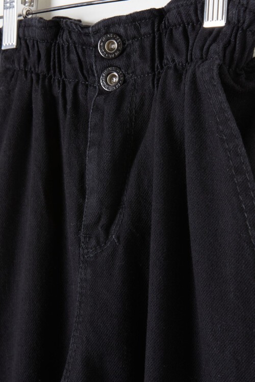 Siyah Beli Lastikli Yüksek Bel Kız Çocuk Jean Pantolon 16392
