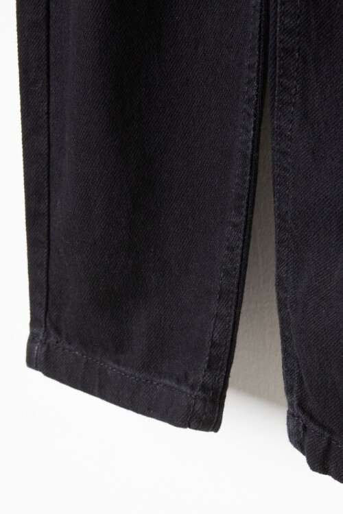 Siyah Beli Lastikli Yüksek Bel Kız Çocuk Jean Pantolon 16392