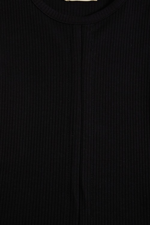 Siyah Büzgülü Pamuklu Kız Çocuk Tişört 15664