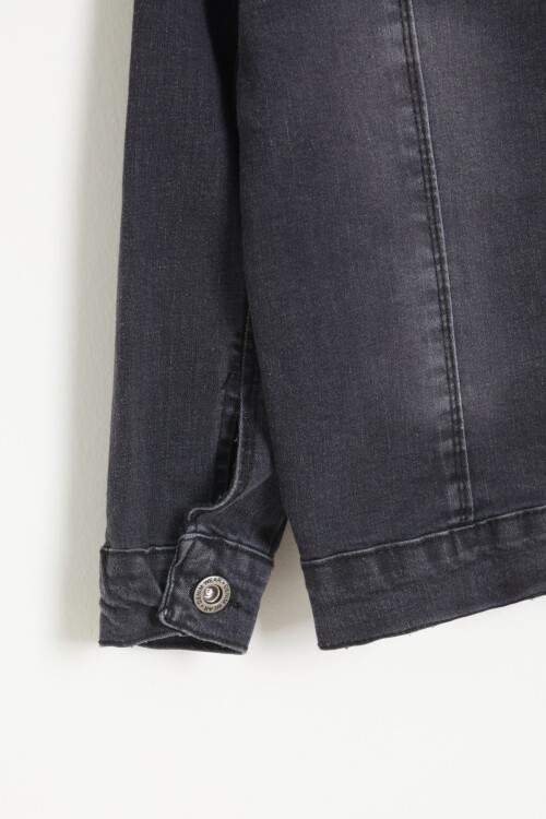 Füme Düğmeli Erkek Çocuk Jean Ceket 15524