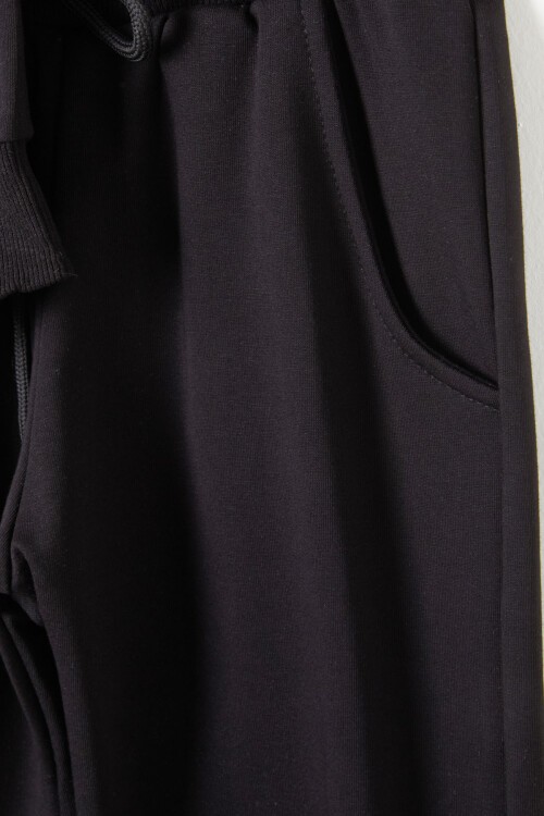 Siyah Hologram Yazı Baskılı Kız Çocuk Eşofman Takımı 16341