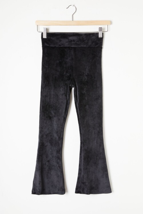Siyah İspanyol Paça Kadife Tayt Kız Çocuk 16474