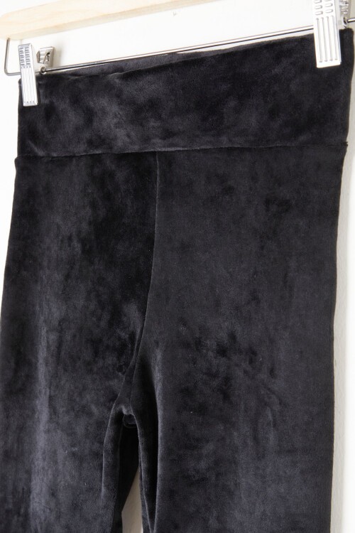 Siyah İspanyol Paça Kadife Tayt Kız Çocuk 16474