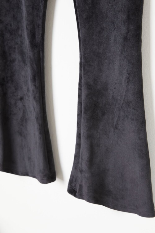 Siyah İspanyol Paça Kadife Tayt Kız Çocuk 16474