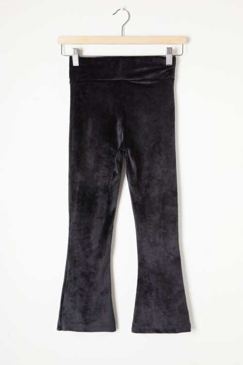 Siyah İspanyol Paça Kadife Tayt Kız Çocuk 16474