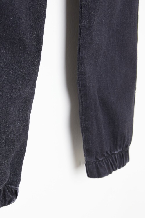 Siyah Kargo Cepli Beli Lastikli Erkek Çocuk Jean Pantolon 16239