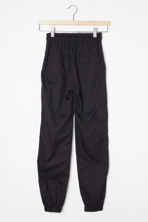 Siyah Kargo Cepli Beli Lastikli Erkek ÇocukPantolon 16206