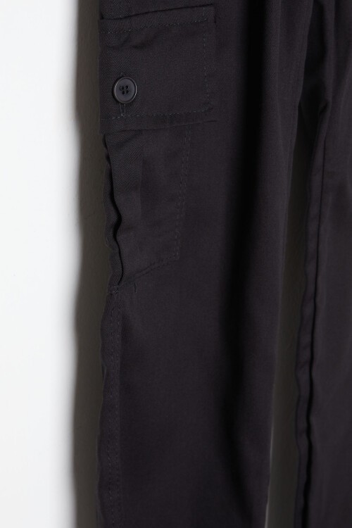 Siyah Kargo Cepli Beli Lastikli Erkek ÇocukPantolon 16206