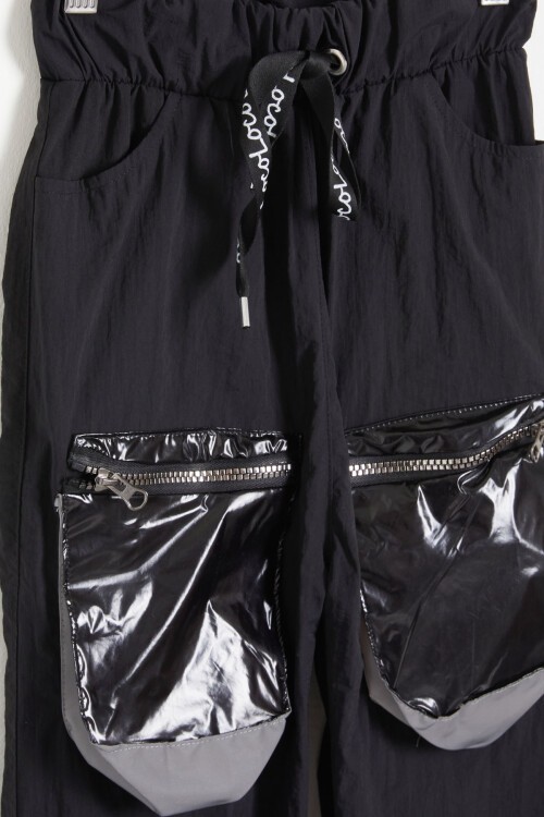 Siyah Ön Cepli Kız Çocuk Jogger Pantolon 15671