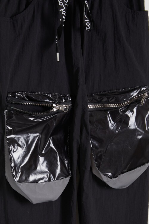 Siyah Ön Cepli Kız Çocuk Jogger Pantolon 15671