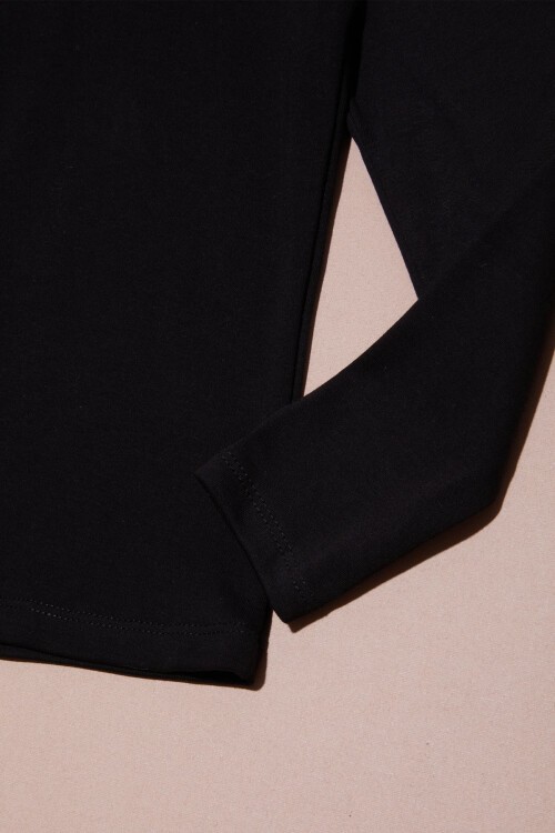 Siyah Uzun Kollu Kız Çocuk Düz Sweatshirt 16428