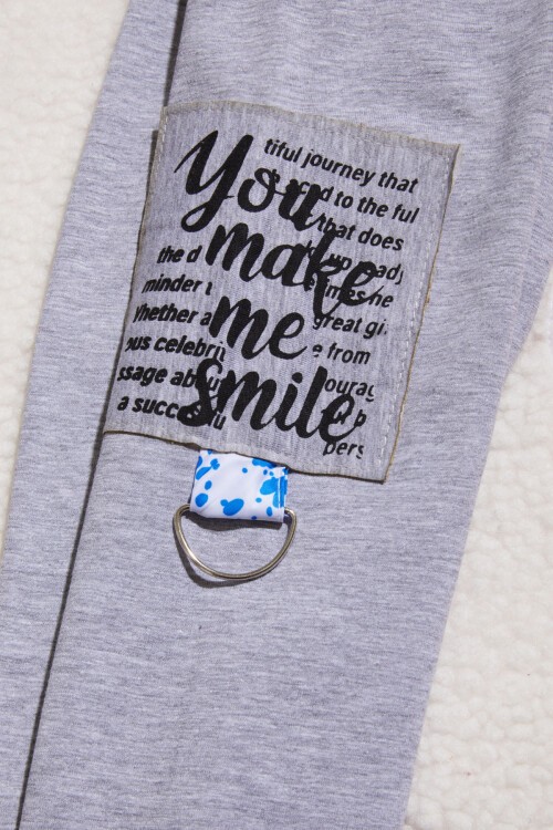 Siyah Yazı Baskılı Kapüşonlu Kız Çocuk 2li Takım 15438