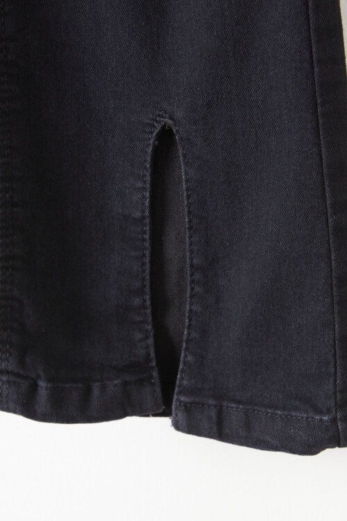 Siyah Yırtmaçlı İspanyol Paça Kız Çocuk Jean Pantolon 16211