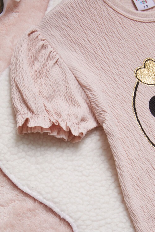 Somon Kalpli Karakter Baskılı Kız Çocuk Şortlu Takım 15449