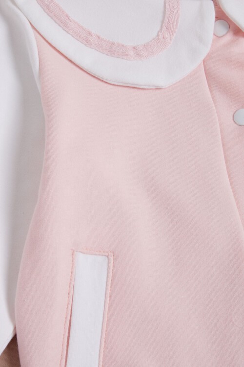 Somon Tavşan Baskı Kolej Ceketli Kız Bebek Takım 16188