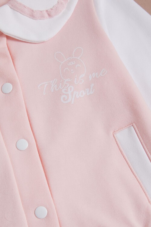 Somon Tavşan Baskı Kolej Ceketli Kız Bebek Takım 16188