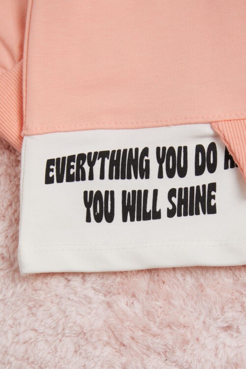 Somon Yazı Baskılı Şeritli Kız Çocuk Sweatshirt 16289