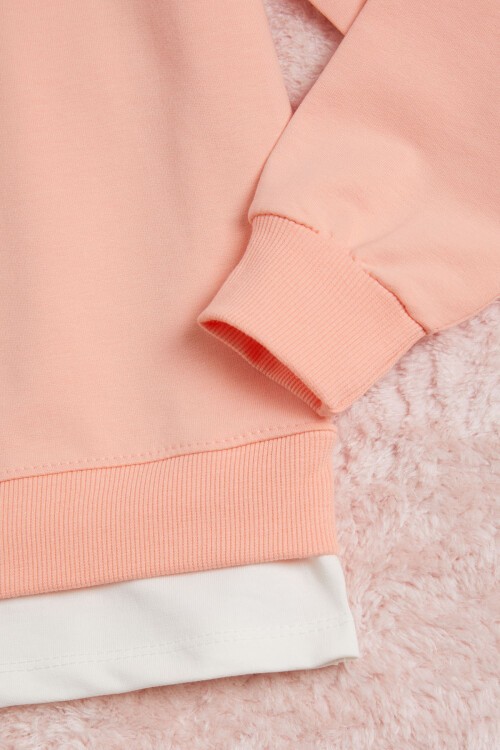 Somon Yazı Baskılı Şeritli Kız Çocuk Sweatshirt 16289