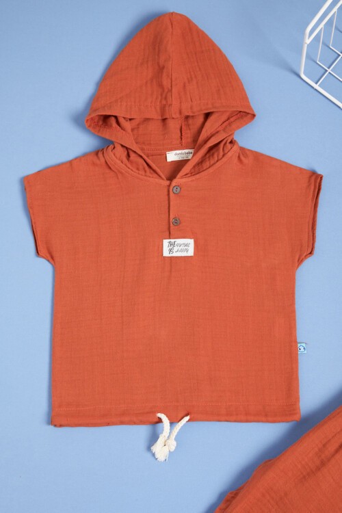 Taba Kapüşonlu Erkek Çocuk Yazlık Eşofman Takımı 15573