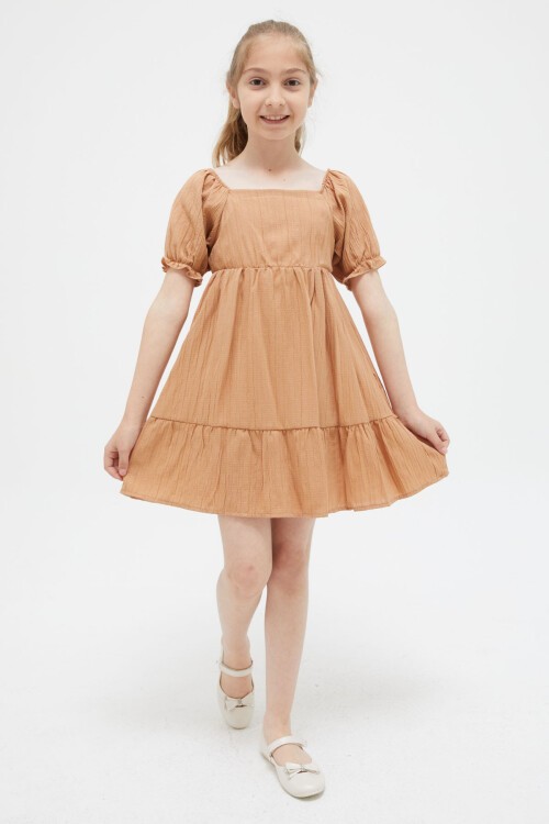 Taba Kız Çocuk Omuz Askılı Elbise 15415