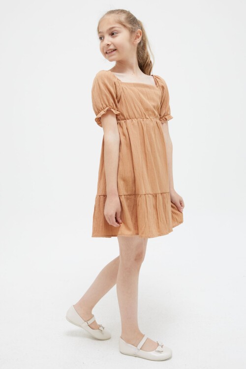 Taba Kız Çocuk Omuz Askılı Elbise 15415