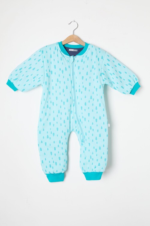 Turkuaz Çam Ağacı Desenli Erkek Çocuk Uyku Tulumu 16358