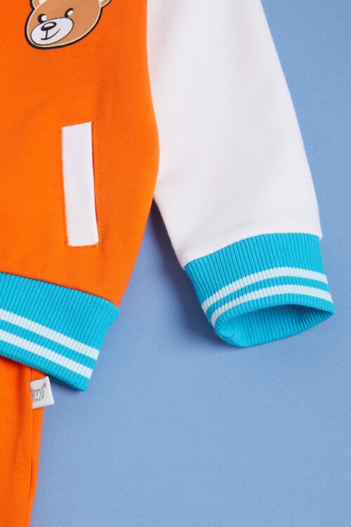 Turuncu Ayıcık Baskılı Kolej Ceketli Erkek Bebek Takım 16180