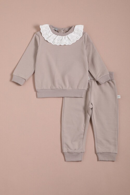 Vizon Dantel Detaylı Kız Bebek Takımı 16153