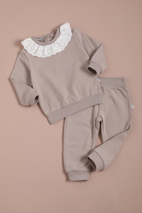 Vizon Dantel Detaylı Kız Bebek Takımı 16153