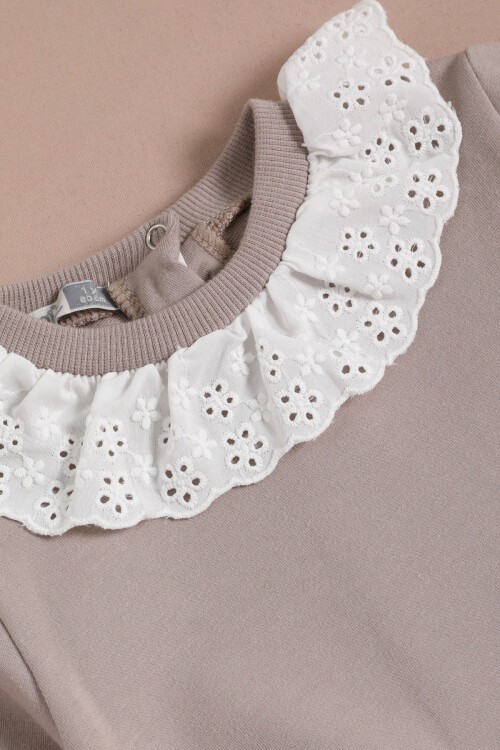 Vizon Dantel Detaylı Kız Bebek Takımı 16153