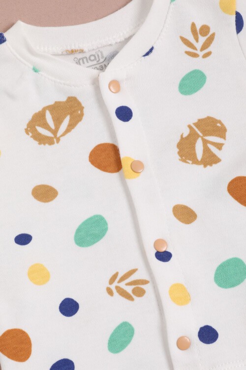 Yaprak Desenli Puantiyeli Yenidoğan Bebek 5li Zıbın Seti 16122