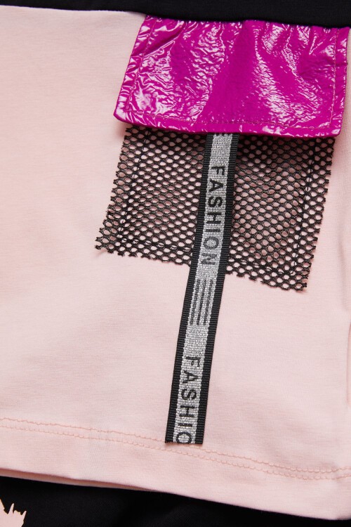 Yazı Baskılı Kız Çocuk Taytlı Yazlık Takım 15356