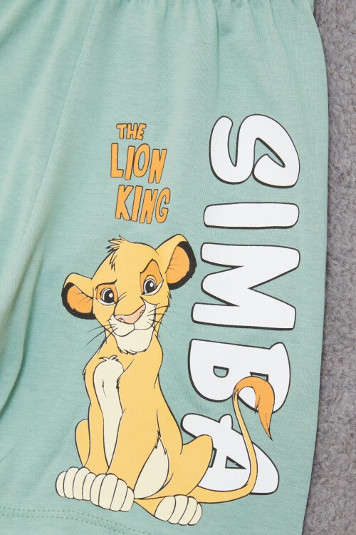 Yeşil Aslan Kral Baskılı Erkek Çocuk Şortlu Takım 15406