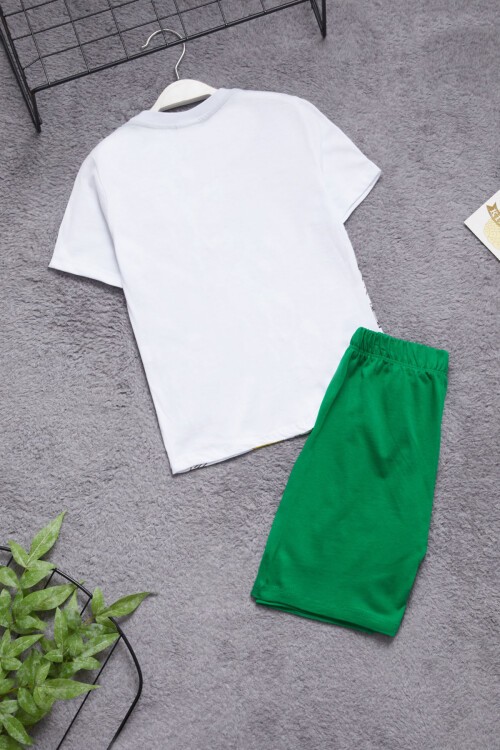 Yeşil Ejderha Baskılı Erkek Çocuk Şortlu Takım 15402