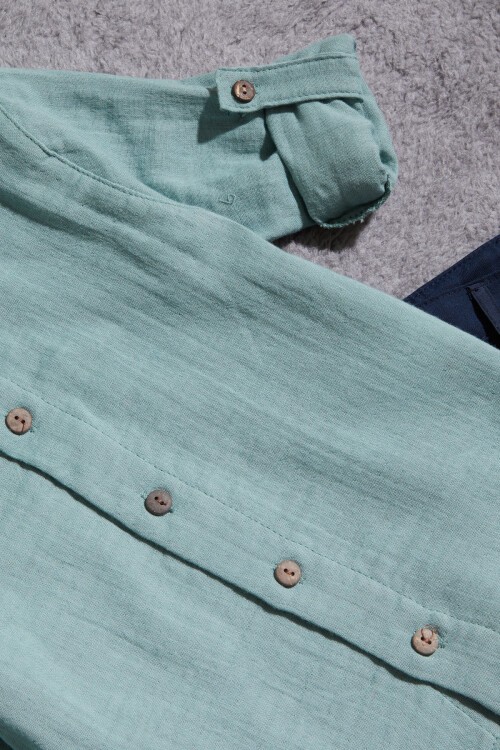 Yeşil Gömlekli Erkek Çocuk Takım Elbise 15434