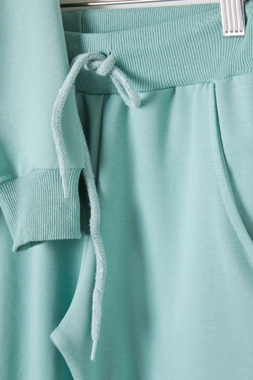 Yeşil Hologram Yazı Baskılı Kız Çocuk Eşofman Takımı 16343