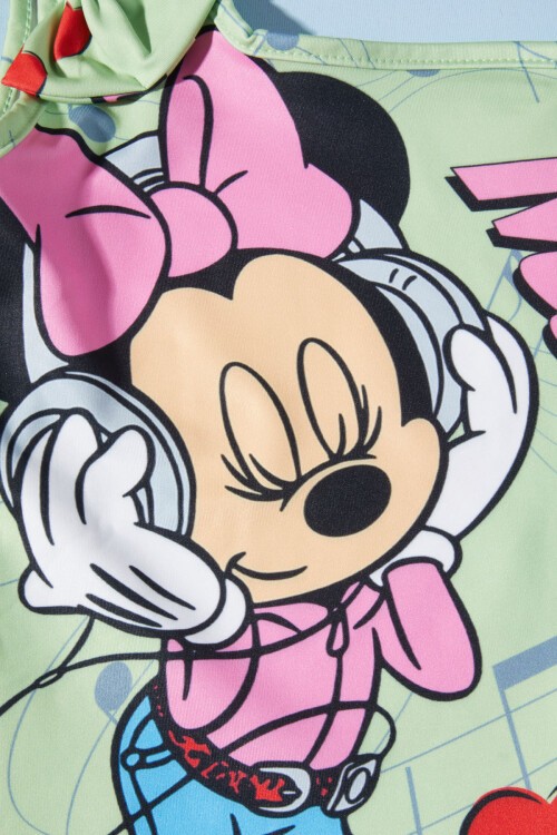 Yeşil Kalpli Karakter Baskı Kız Çocuk Mayo 15624