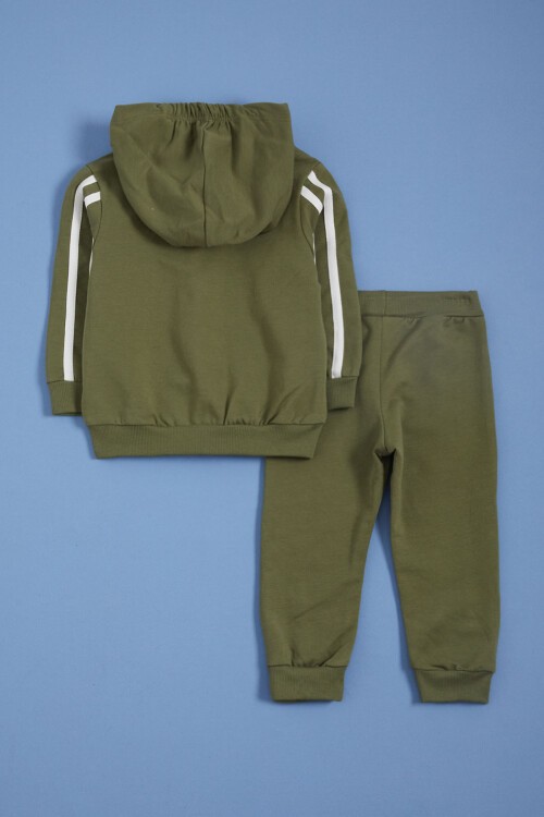 Yeşil Kapşonlu Hırkalı Fermuarlı Erkek Bebek Takımı 16146