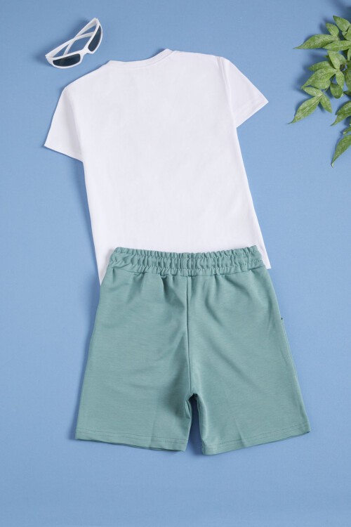 Yeşil Karakter Baskılı Erkek Çocuk Şortlu Takım 16029