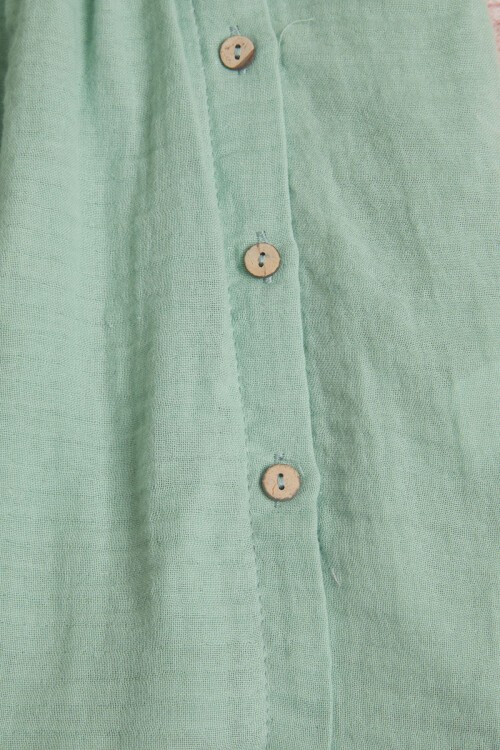 Yeşil Kolsuz Düğmeli Kız Çocuk Elbise 15594