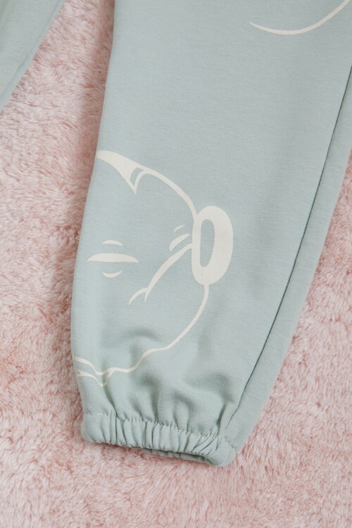 Yeşil Mickey Karakter Baskılı Kız Çocuk Tişörtlü Takım 16077