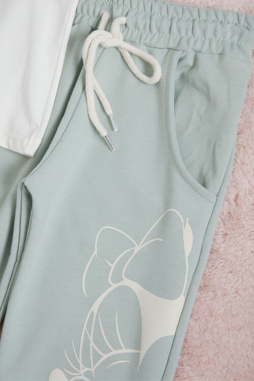 Yeşil Mickey Karakter Baskılı Kız Çocuk Tişörtlü Takım 16077