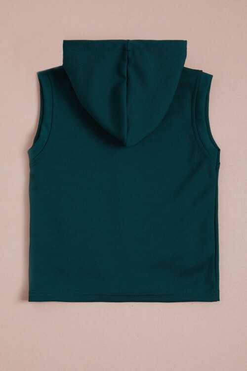 Yeşil Sıfır Kol Kapüşonlu Erkek Bebek Yelek 16179