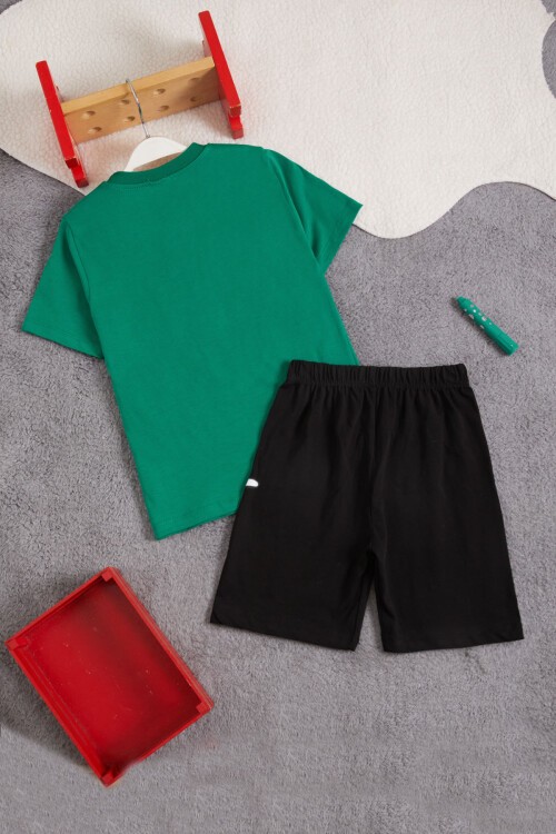 Yeşil Sonic Karakter Baskılı Erkek Çocuk Şortlu Takım 15678