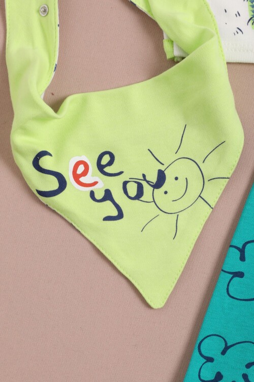 Zürafa Baskılı Patikli Erkek Bebek 5li Yenidoğan Zıbın Set 16126